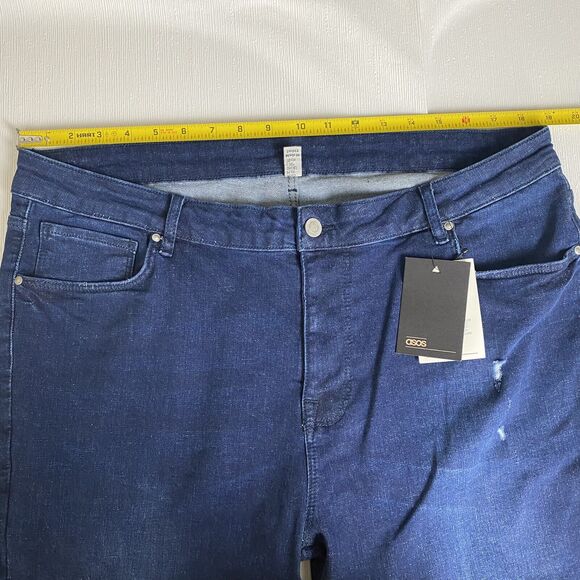 ASOS jeans women's NWT Plus Short size 40x30 distressed blue dark wash. - Picture 9 of 11